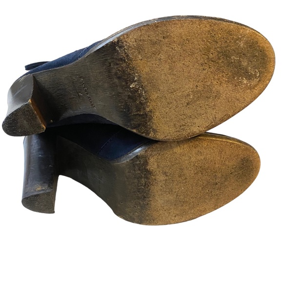 Lockharte Suede Leather Fold-Over Heeled Platform Booties Size 7 - Picture 11 of 11